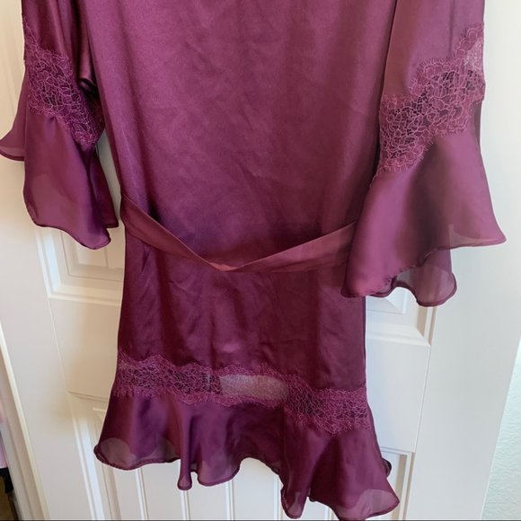 Victoria's Secret Flounce Dressing Gown Robe Kimono Lace Ruffle Satin  Xs Small - Picture 9 of 10